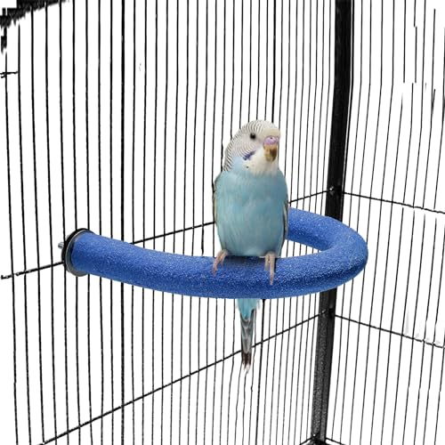 TeTupGa U-förmiger Papageien-Sitzstange, Haustierspielzeug, Vogelplattform, Sandpfote, Schleifen, sauberer Stab, Käfig, Übung, Wellensittiche, Nymphensittiche, Zubehör (Blau, Größe XS) von TeTupGa
