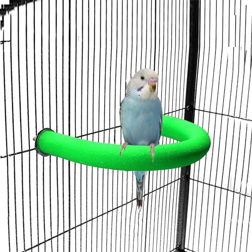 TeTupGa U-förmiger Papageien-Sitzstange, Haustierspielzeug, Vogelplattform, Sandpfote, Schleifen, sauberer Stab, Käfig, Übung, Wellensittiche, Nymphensittiche, Zubehör (Grün, extra klein) von TeTupGa