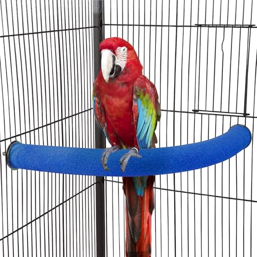 TeTupGa U-förmiger Papageien-Sitzstange, Haustierspielzeug, Vogelplattform, Sandpfote, Schleifen, sauberer Stab, Käfig, Übung, Wellensittiche, Nymphensittiche, Zubehör (blaue Ecke, groß) von TeTupGa