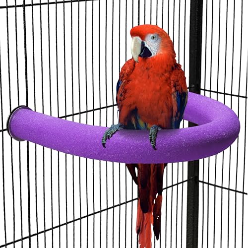 TeTupGa U-förmiger Papageien-Sitzstange, Haustierspielzeug, Vogelplattform, Sandpfote, Schleifen, sauberer Stab, Käfig, Übung, Wellensittiche, Nymphensittiche, Zubehör (lila, groß) von TeTupGa