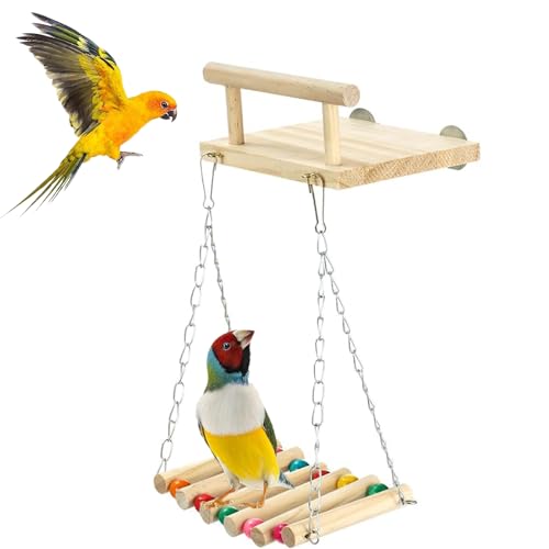 TeTupGa Vogelsitzstangen, Plattformschaukel, Naturholz, Vogelhängematte, Übungsständer, Papageien-Sitzstangen, Käfigspielzeug für Wellensittiche, Nymphensittiche, Sittiche, Papageienspielzeug von TeTupGa