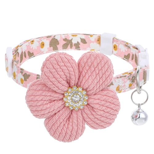 Katzenhalsbänder Mit Glöckchen, Verstellbare Katzenhalsband Mit Blumen, Katzenhalsband Mit Sicherheitsverschluss, Süßes Rosa Blüten Katze Halsband Für Katzenmädchen Und -Jungen Katzenhalsbänder Mit Glöckchen, Verstellbare Katzenhalsband Mit Blumen, Katzenhalsband Mit Sicherheitsverschluss, Süßes Rosa Blüten Katze Halsband Für Katzenmädchen Und -Jungen von Teaaha