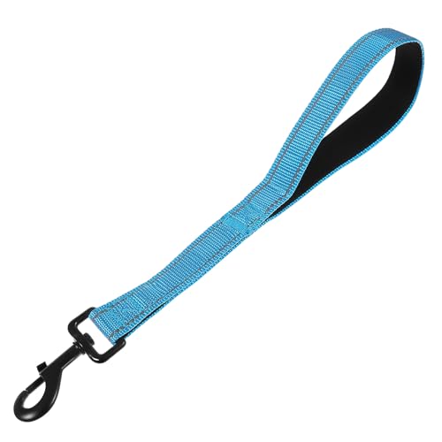 Kurze Hundeleine, 38 cm, robust, kaufest, Nylon, reflektierend, mit gepolstertem Griff und um 360° drehbarem Clip, stark für kleine, mittelgroße und große Rassen, Blau von Teaaha