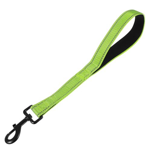 Kurze Hundeleine, 38 cm, robust, kaufest, Nylon, reflektierend, mit gepolstertem Griff und um 360° drehbarem Clip, stark für kleine, mittelgroße und große Rassen, Grün von Teaaha