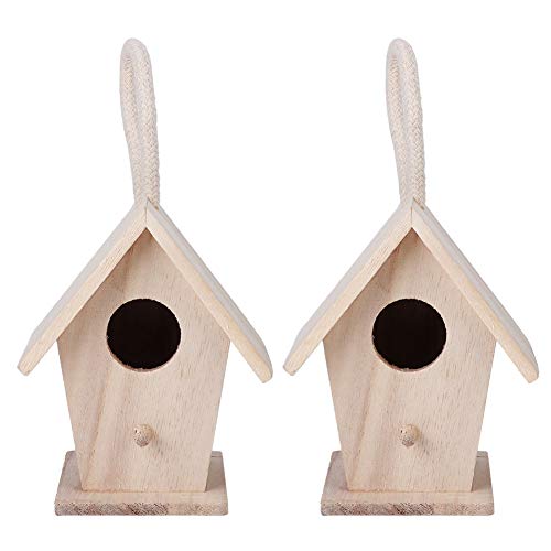 Teahutty 2-teiliges Vogelhaus aus Holz, Hängender Vogelnistkasten, Ländliche Vogelhäuser für Draußen Als Gartendekoration von Teahutty