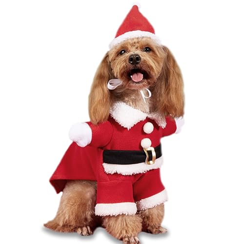 Hunde-Weihnachtskostüm, lustiger Haustier-Weihnachtsmann-Anzug mit Kappe, Kleidung, Welpen, Overall, warmer Winter-Kapuzenpullover, Mantel, Kleidung, Outfits, Weihnachten, Cosplay-Kostüme für kleine, von Tealots