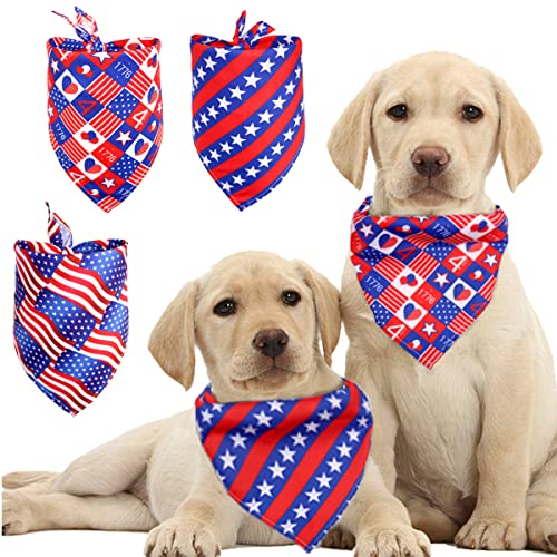 Hundehalstuch, Amerikanische Flagge, 4. Juli, Unabhängigkeitstag, Haustier-Dreieck-Lätzchen, USA-Schals für Hunde und Katzen, Welpen-Halstuch-Anzug (4. Juli Hundehalstuch) 3er-Pack von Tealots
