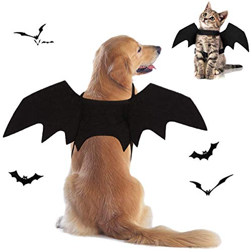 Tealots Halloween-Kostüm für Hunde, Fledermausflügel für verstellbare lustige Katze, Fledermausflügel, Party-Outfit, Cosplay, Bekleidung für kleine, mittelgroße und große Hunde von Tealots