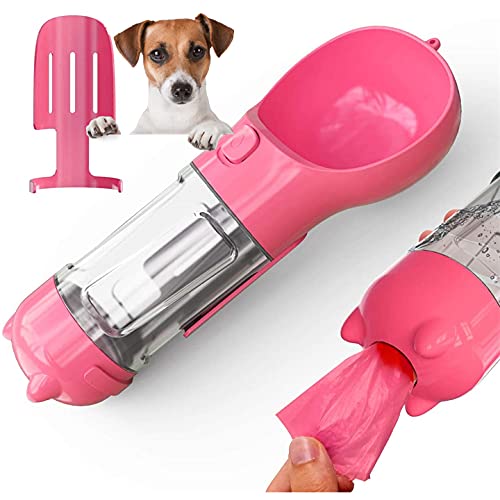 Tealuv Haustier-Wasserflasche für Hunde und Katzen, tragbare Haustier-Wasserflasche, Hund und Katze, Reise-Wasserspender, leichte und praktische Haustier-Wasserflasche für Reisen (Pink) von Tealuv