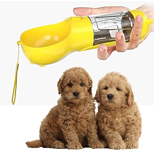 Tealuv Haustier-Wasserflasche für Hunde und Katzen, tragbare Haustier-Wasserflasche, Hund und Katze, Reise-Wasserspender, leichte und praktische Haustier-Wasserflasche für Reisen (gelb) von Tealuv