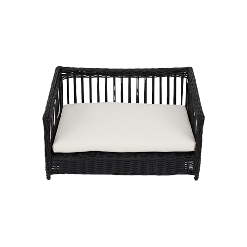 Teamson Pets Clotho Drinnen Draussen Korb-Rattan Für Katzen Oder Hunde, Bett Sofa Liege Wasserdicht mit Abnehmbarem Waschbarem Kissen Braun ST-N10006-UK von Teamson