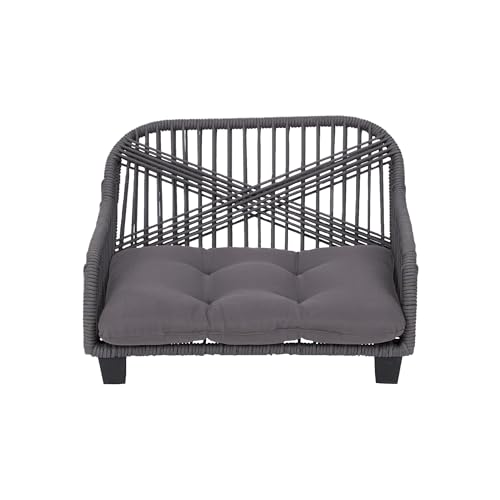 Teamson Pets Lachesis Indoor Outdoor Woven Rope Cat or Small Dog Sofa Bed Lounger Water Resistant with Removable Washable Cushion Grey ST-N10007-UK von Staart