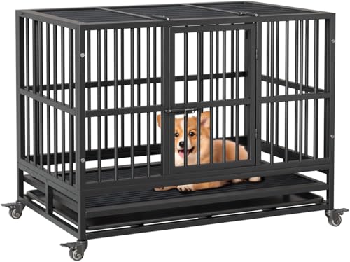 Techigher Hundebox Robuste Faltbarer Hundekäfig für den Innenbereich mit Doppeltür,360° feststellbaren Rädern und herausnehmbarem Tablett für kleine, mittelgroße und große Hunde 94x58.5x74.8cm Techigher Hundebox Robuste Faltbarer Hundekäfig für den Innenbereich mit Doppeltür,360° feststellbaren Rädern und herausnehmbarem Tablett für kleine, mittelgroße und große Hunde 94x58.5x74.8cm von Techigher