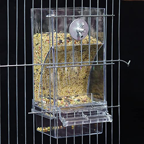 Techigher Papageien-Futterbox, Anti-Form, selbstgleitendes Design, automatischer Futterspender für Haustiere, Vogelzubehör, transparent von Techigher