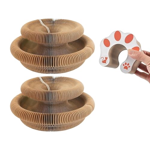 Katzenkratzer, faltbar, magnetisch, mit Glockenbällen, wendbar, Wellpappe für Krallenpflege und Möbelschutz, 2 Stück von Technohom