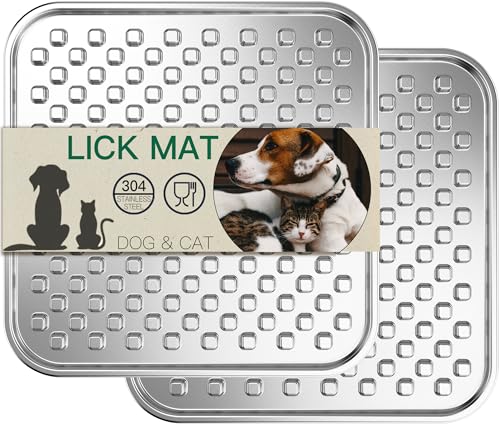 Leckmatte aus 304 Edelstahl für Hunde und Katzen, doppellagige Isolierung, Edelstahl, langsamer Futterspender, Schnurrhaartfreundlich für Katzen, Angstlinderung, kaufest, rutschfest, spülmaschinenfest von Techphardo