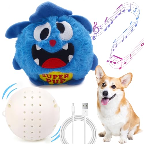 Interaktives Hundespielzeug – Upgrade Monster Active Ball für Hunde USB wiederaufladbar, mit Aufnahme- und Musikmodi, beweglichen Bällen und kaubarem Plüschbezug für kleine, mittelgroße und große von Teddy Run