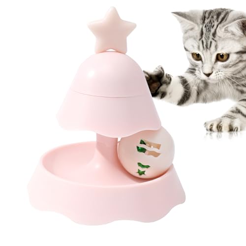 Tedious Katzenspielzeugroller,Weihnachtsbaum-Katzenminze-Spielzeug - 2-lagige interaktive Drehteller-Rollbälle für Haustiere, mittelgroße Katzen von Tedious