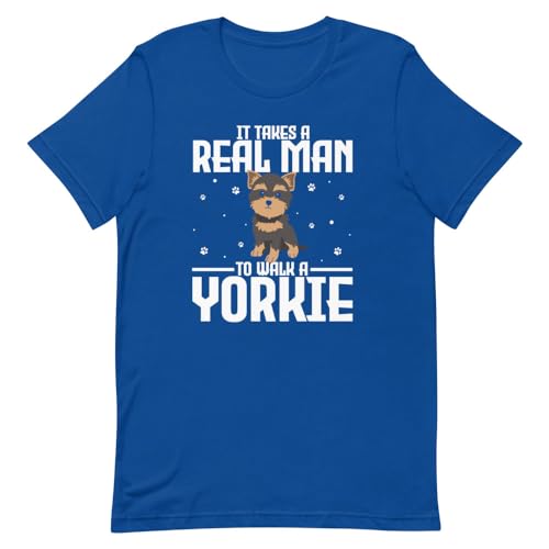 Humorvolles Haustierfell mit Aufschrift "It Takes A Real Man to Walk A Yorkie" von Teegarb Letter Blanket