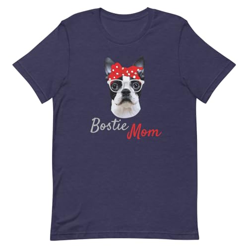Retro Boston Terrier Hundebesitzer-T-Shirt, Vintage, lustig, Bostie Mom Cool, Heather Midnight Navy, Größe L von Teegarb Letter Blanket
