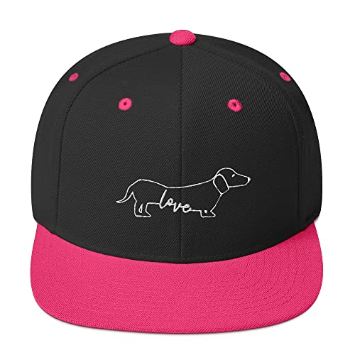 Teegarb Snapback Hut Dackel Hund Wiener Mom Sketch Hotdog Hunde Pelz Haustier Liebhaber, Schwarz/Neon-Pink, Einheitsgröße Teegarb Snapback Hut Dackel Hund Wiener Mom Sketch Hotdog Hunde Pelz Haustier Liebhaber, Schwarz/Neon-Pink, Einheitsgröße von Teegarb