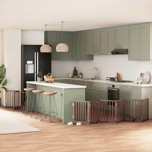 9-TLG. Hundetor für kleine & mittelgroße Hunde, faltbar, 450 cm, Pappelholz, Braun, freistehend, ideal für Wohnzimmer & Küche 9-TLG. Hundetor für kleine & mittelgroße Hunde, faltbar, 450 cm, Pappelholz, Braun, freistehend, ideal für Wohnzimmer & Küche von Teenpull