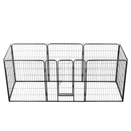 Hunde-Laufgitter, 8 Paneele aus pulverbeschichtetem Stahl, 80x100 cm, Schwarz, für Welpen, Haustiere, Innen- und Außenbereich, sicheres Gehege Hunde-Laufgitter, 8 Paneele aus pulverbeschichtetem Stahl, 80x100 cm, Schwarz, für Welpen, Haustiere, Innen- und Außenbereich, sicheres Gehege von Teenpull