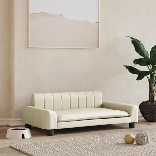 Hundebett für kleine Hunde, 90x53x30 cm, Creme Kunstleder, Robustes Tierbett, wasserdicht, pflegeleicht, gemütliches Hundesofa für den Innenbereich Hundebett für kleine Hunde, 90x53x30 cm, Creme Kunstleder, Robustes Tierbett, wasserdicht, pflegeleicht, gemütliches Hundesofa für den Innenbereich von Teenpull