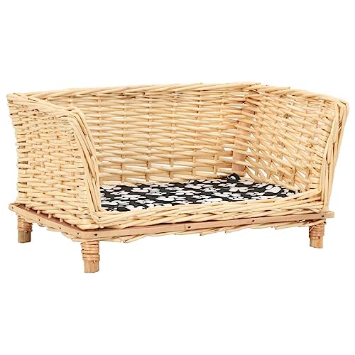 Hundekorb mit Kissen für kleine Hunde, handgefertigt aus Naturweide, gemütliches Ruheplätzchen, 50x33x30 cm, abnehmbares Kissen, waschbar, Indoor-Hundebett Hundekorb mit Kissen für kleine Hunde, handgefertigt aus Naturweide, gemütliches Ruheplätzchen, 50x33x30 cm, abnehmbares Kissen, waschbar, Indoor-Hundebett von Teenpull