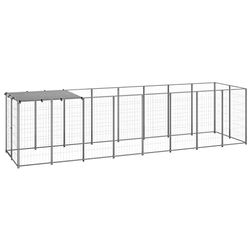 Hundezwinger, groß, Outdoor, robust, für große Hunde, mit Dach, aus pulverbeschichtetem Stahl, 4,84 m², wetterfest, sicheres Gehege von Teenpull