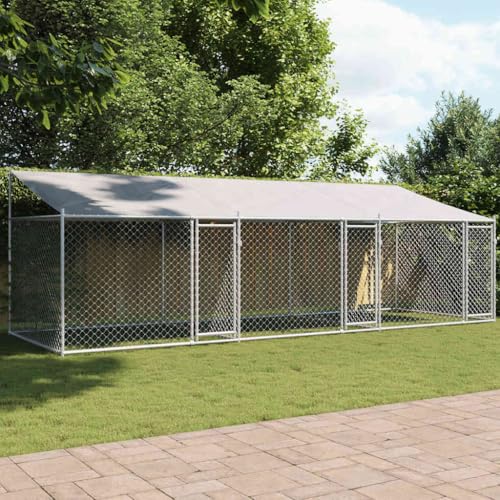 Hundezwinger mit Dach, Grau 6x2x2m, Verzinkter Stahl, Sicherer Freilauf für Hunde im Garten Hundezwinger mit Dach, Grau 6x2x2m, Verzinkter Stahl, Sicherer Freilauf für Hunde im Garten von Teenpull