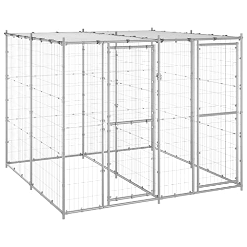 Robuster Outdoor-Hundezwinger für Hunde, verzinkter Stahl, 4,84 m² großes Gehege mit UV-beständiger Überdachung, sicheres Freilaufgehege für Haustiere Robuster Outdoor-Hundezwinger für Hunde, verzinkter Stahl, 4,84 m² großes Gehege mit UV-beständiger Überdachung, sicheres Freilaufgehege für Haustiere von Teenpull