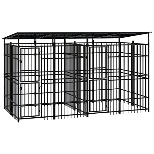 Robuster Outdoor-Hundezwinger für große Hunde, 7,37 m², aus pulverbeschichtetem Stahl, mit Dach und sicherer Tür Robuster Outdoor-Hundezwinger für große Hunde, 7,37 m², aus pulverbeschichtetem Stahl, mit Dach und sicherer Tür von Teenpull