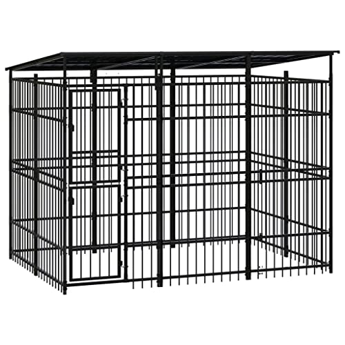 Robuster Outdoor-Hundezwinger mit Dach für große Hunde, pulverbeschichteter Stahl, 5,53 m² Fläche, sicheres Gehege für Garten und Auslauf von Teenpull