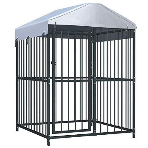Robuster Outdoor-Hundezwinger mit UV-Schutz-Dach, 120x120x150 cm, sicheres Hundeparadies für Garten, reißfestes PE-Gewebe von Teenpull
