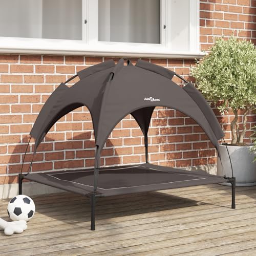 Teenpull Erhöhtes Hunde-Bett für große Hunde, atmungsaktiv, waschbar, mit abnehmbarem Dach, braun, tragbar, für Innen- und Außenbereich von Teenpull