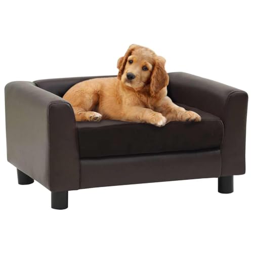 Teenpull Hundebett Braun, 60x43x30cm, Plüsch & Kunstleder, Robustes Hundesofa für Kleine Hunde, Waschbarer Kissenbezug, rutschfeste Füße Teenpull Hundebett Braun, 60x43x30cm, Plüsch & Kunstleder, Robustes Hundesofa für Kleine Hunde, Waschbarer Kissenbezug, rutschfeste Füße von Teenpull