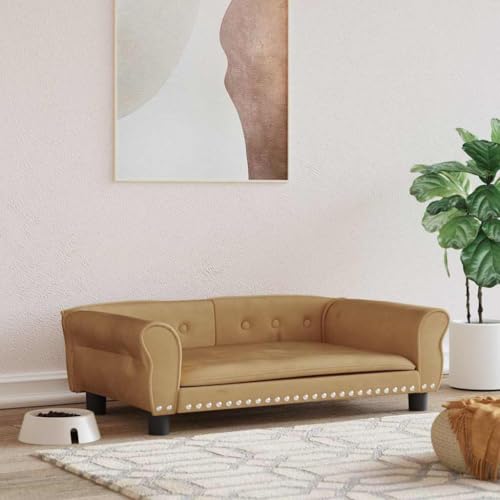 Teenpull Hundebett Braun 95x55x30 cm, Gemütliches Hundesofa aus Samt, Kiefernholzrahmen, Haustierliege für kleine Hunde, Waschbar, Indoor, Langlebig Teenpull Hundebett Braun 95x55x30 cm, Gemütliches Hundesofa aus Samt, Kiefernholzrahmen, Haustierliege für kleine Hunde, Waschbar, Indoor, Langlebig von Teenpull