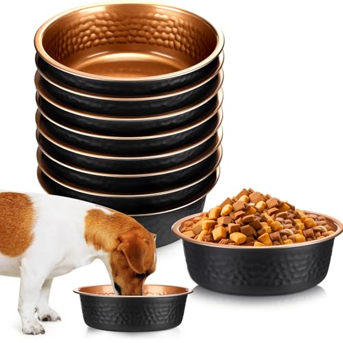 Teenyyou Hundenäpfe aus gehämmertem Edelstahl, spülmaschinenfest, strapazierfähig, weniger gleitend, tiefes Metall, für Haustiere, Hunde, Katzen, leicht zu reinigen (Schwarz-Gold, 900 ml, 6,9 cm Teenyyou Hundenäpfe aus gehämmertem Edelstahl, spülmaschinenfest, strapazierfähig, weniger gleitend, tiefes Metall, für Haustiere, Hunde, Katzen, leicht zu reinigen (Schwarz-Gold, 900 ml, 6,9 cm von Teenyyou
