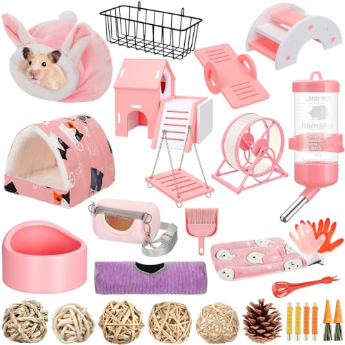 Teenyyou Meerschweinchen-Starter-Set, Essentials für Hamsterkäfig-Zubehör, Spielzeug, Haus, Bett, Käfig, Reiniger, Futternapf, Wasserhalter, Tragetasche, Zahnspielzeug, Auskleidung, Tunnel für von Teenyyou