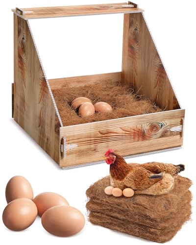 Teenyyou Natürliche Hühner Nistunterlagen Set mit Kunststoff Nistkasten und Holz Fake Eggs Kunststoff Nest Box Zug zum Hinlegen Nistkasten für Hühner Henne Enten Legeheier Teenyyou Natürliche Hühner Nistunterlagen Set mit Kunststoff Nistkasten und Holz Fake Eggs Kunststoff Nest Box Zug zum Hinlegen Nistkasten für Hühner Henne Enten Legeheier von Teenyyou