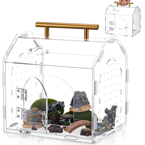 Teenyyou Springspinnengehege 22,6 x 18,0 x 21,1 cm Acryl Tarantel Gehege Insektenterrarium mit Griff und Magnettür Transparentes Terrarium für Reptilien, Amphibien und Spinnen von Teenyyou