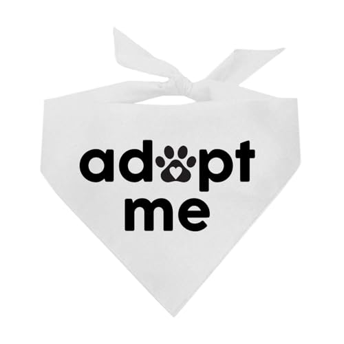 Adopt Me Hundehalstuch, 100 % Baumwolle, verstellbares Dreieck, hergestellt in den USA, Adoptions-Event-Requisite, Fotoshooting, Rettung, Weiß, Einheitsgröße (1237) von Tees & Tails