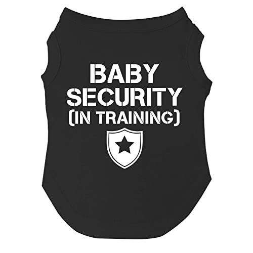Baby Security in Training Baumwolle Hund T-Shirt (schwarz) Schwangerschaft Ankündigung für Hund Neugeborenes Geschenk (schwarz, XL) von Tees & Tails