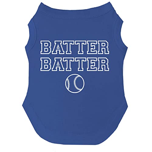 Batter Batter Baseball Hunde-T-Shirt, Größen für Welpen, Spielzeug und große Rassen (Königsblau, Größe 5XL 1050) von Tees & Tails