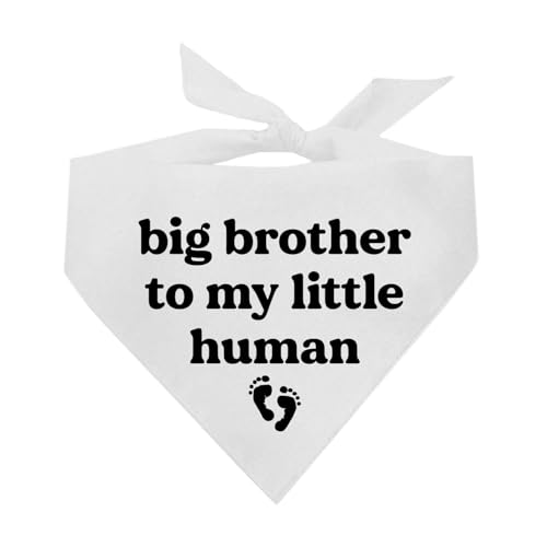 Big Brother to My Little Human Dog Bandana, 100 % Baumwolle, verstellbares Dreieck, hergestellt in den USA, Schwangerschaftsankündigung, Fotoshooting-Requisite, Geschlechtsoffenbarung, Weiß, Big Brother to My Little Human Dog Bandana, 100 % Baumwolle, verstellbares Dreieck, hergestellt in den USA, Schwangerschaftsankündigung, Fotoshooting-Requisite, Geschlechtsoffenbarung, Weiß, von Tees & Tails