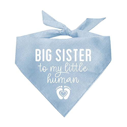 Big Sister to My Little Human Dog Bandana Gender Reveal Baby Ankündigung (Baby Blue OS 192) GB von Tees & Tails