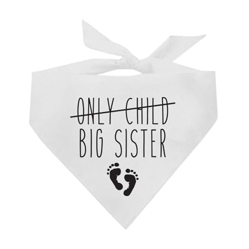 Big Sister with Only Child Crossed Out Pregnancy Ankündigung Dog Bandana GB (White, OS 1148) von Tees & Tails