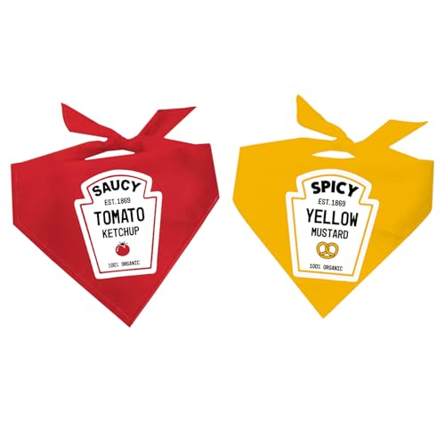 Cook Out Condiments (Ketchup & Senf), Halloween-Kostüm, Hundehalstuch, 2 Stück (1156 Rot, 1161 Gold, OS) von Tees & Tails
