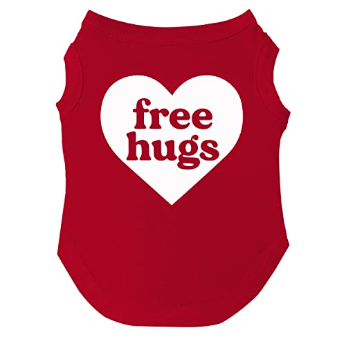 Free Hugs Heart LGBT Pride Month Hunde-T-Shirt, Größen für Welpen, Spielzeug und große Rassen (rot, Größe 4XL 726) von Tees & Tails